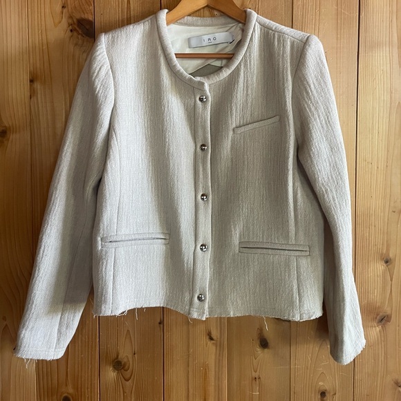 Iro Paris Cream Wool Distressed Jacket 42